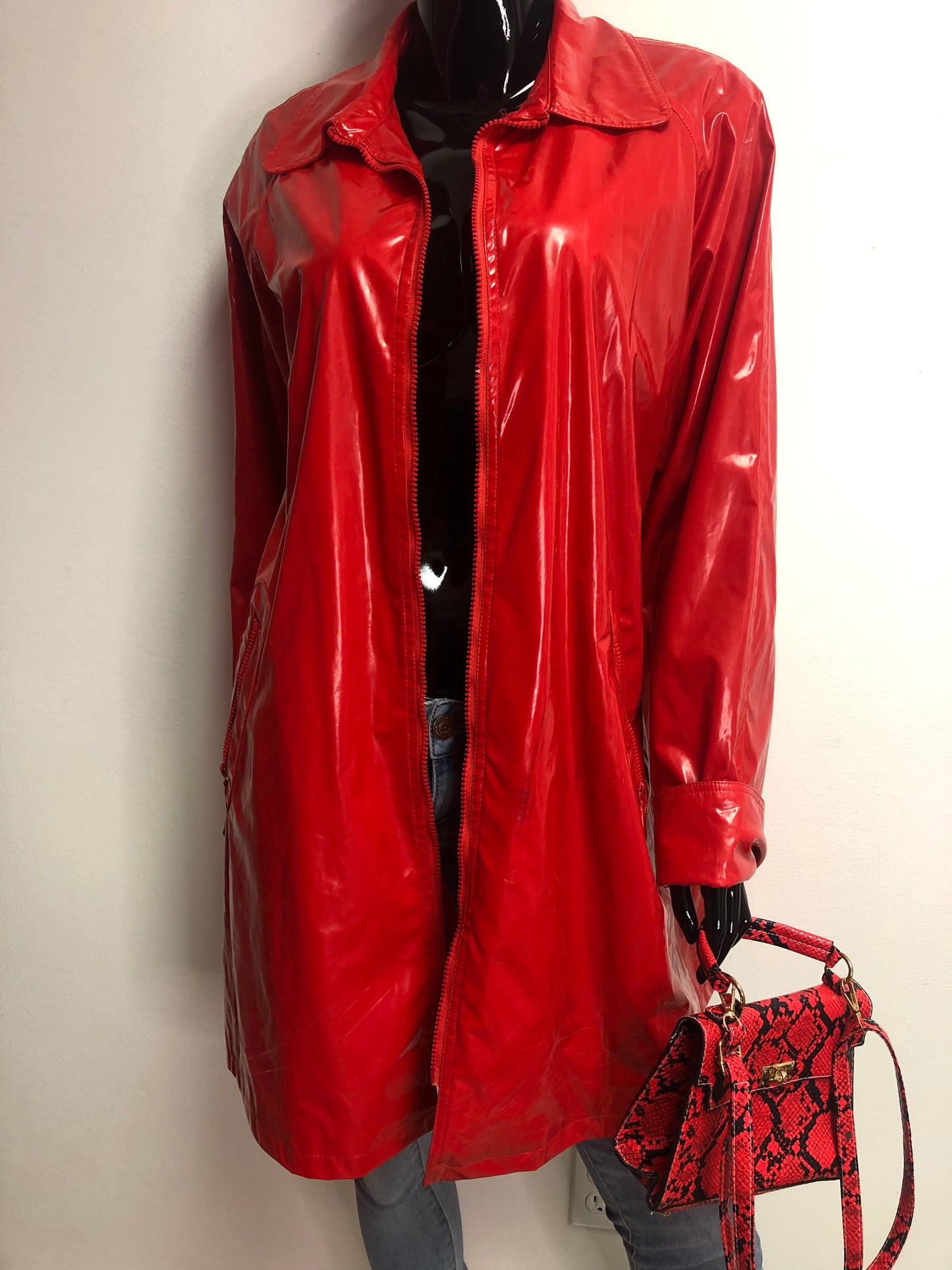 Vintage Kourtney Red Latex Jacket Size L