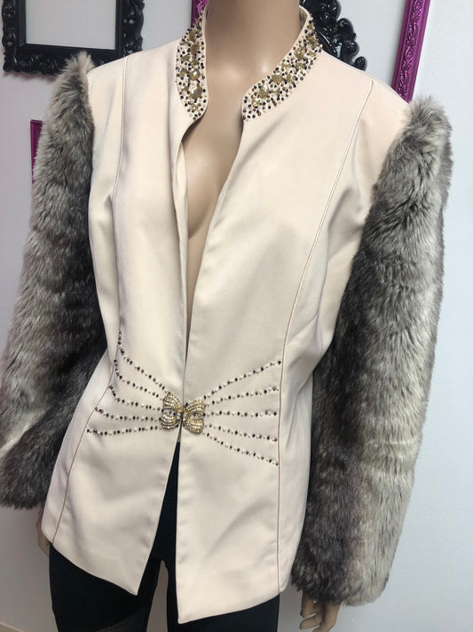 Vintage Cream De La Fur Blazer Size L