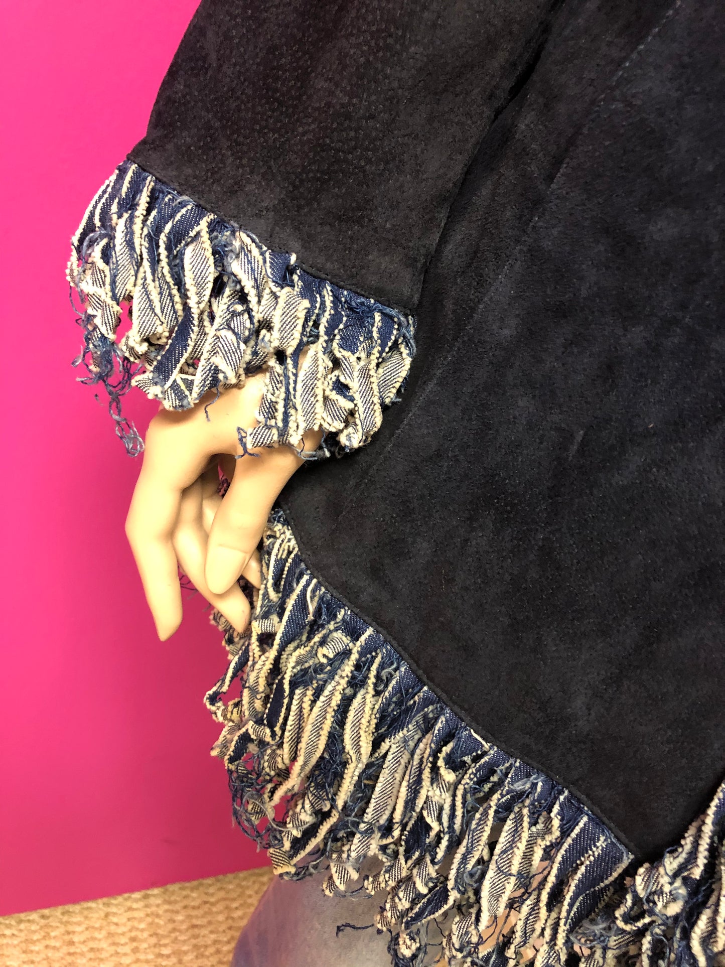 Suede & Denim Frills Vintage Jacket Size L