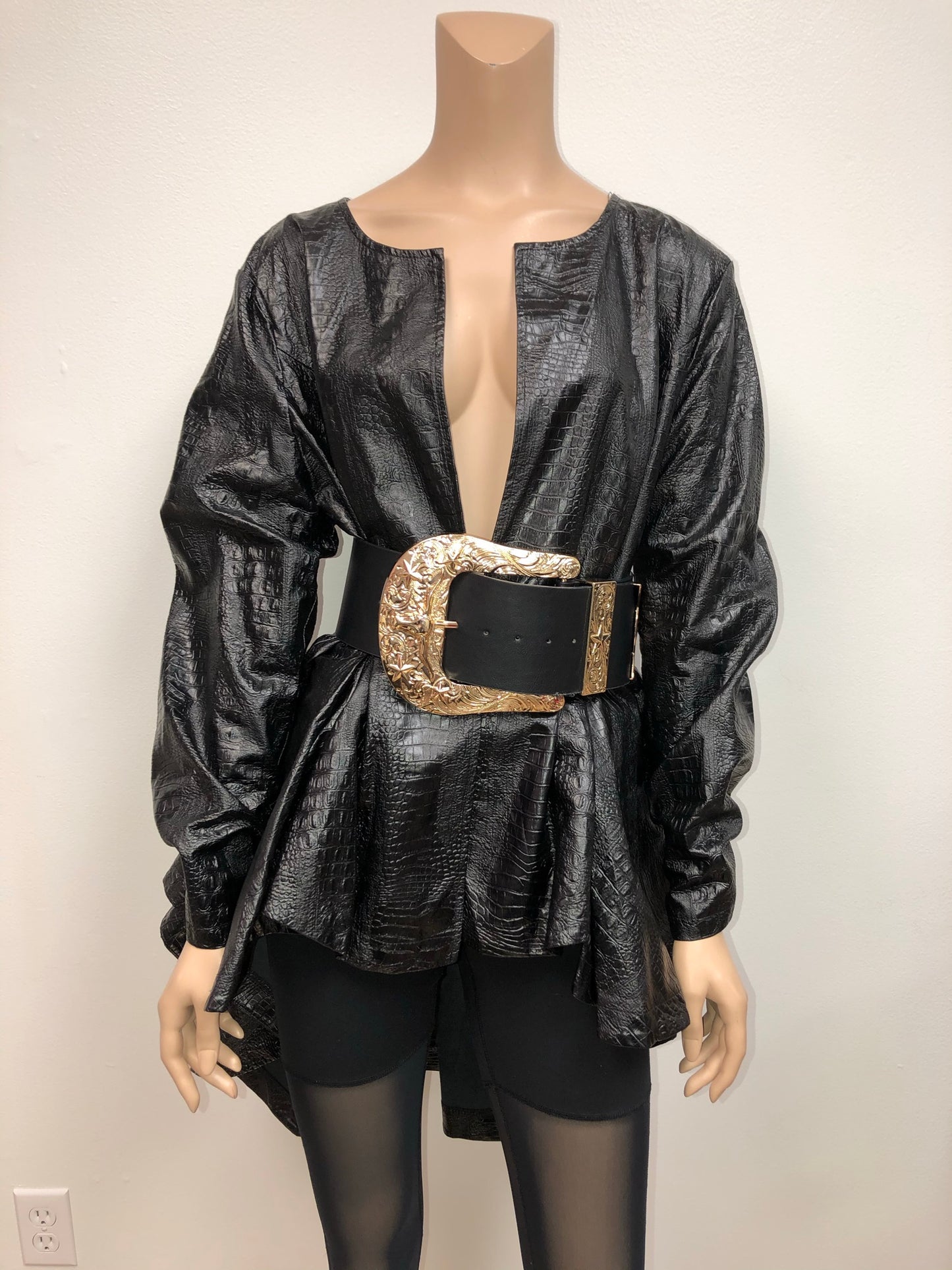 Vintage Jessica Faux Leather Peplum Jacket Size Free up to 3x