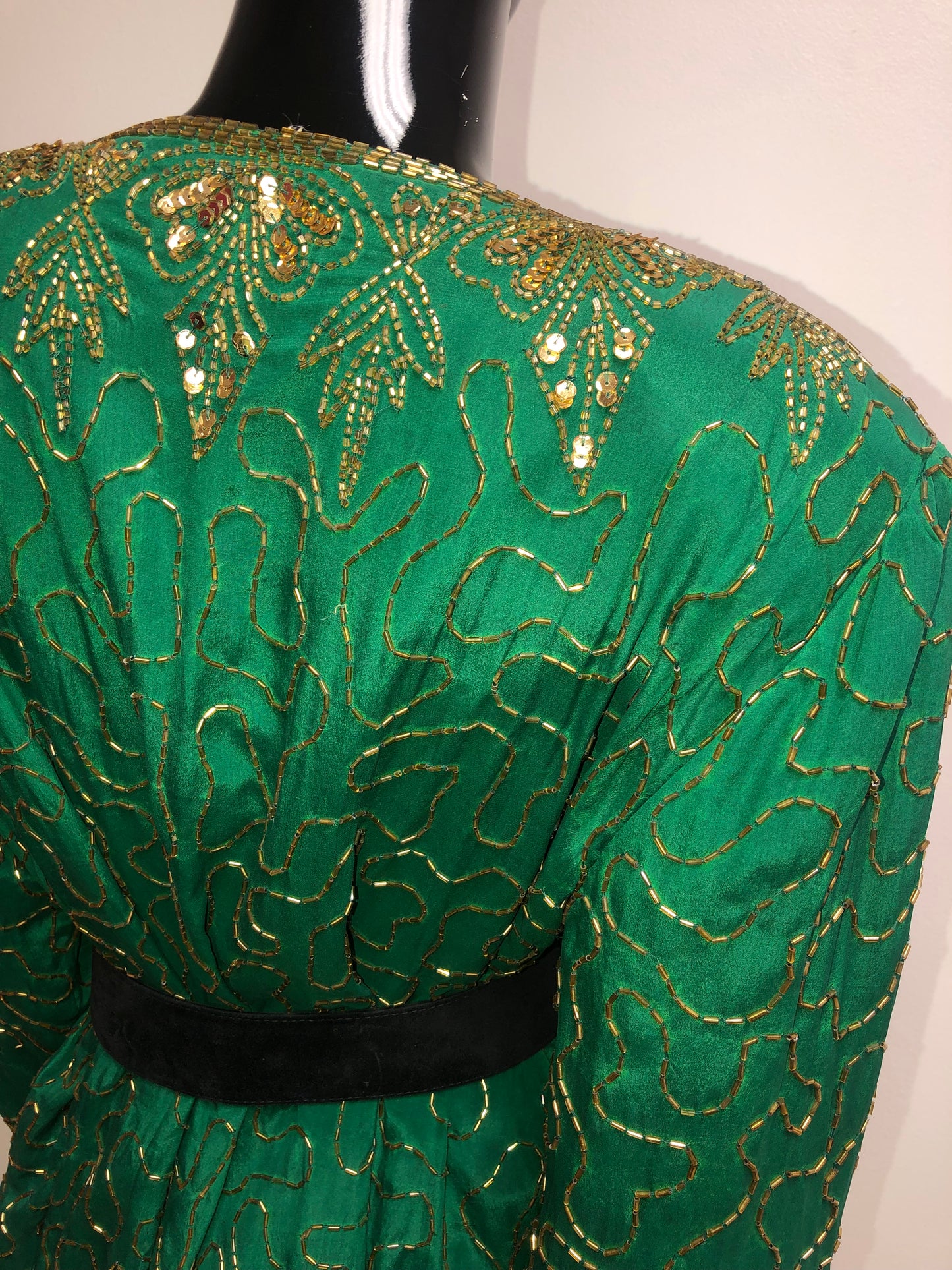 Vintage Emmy Green & Gold Sequin Jacket Size 2X