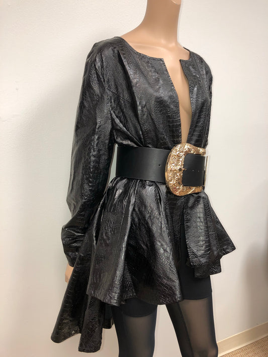 Vintage Jessica Faux Leather Peplum Jacket Size Free up to 3x