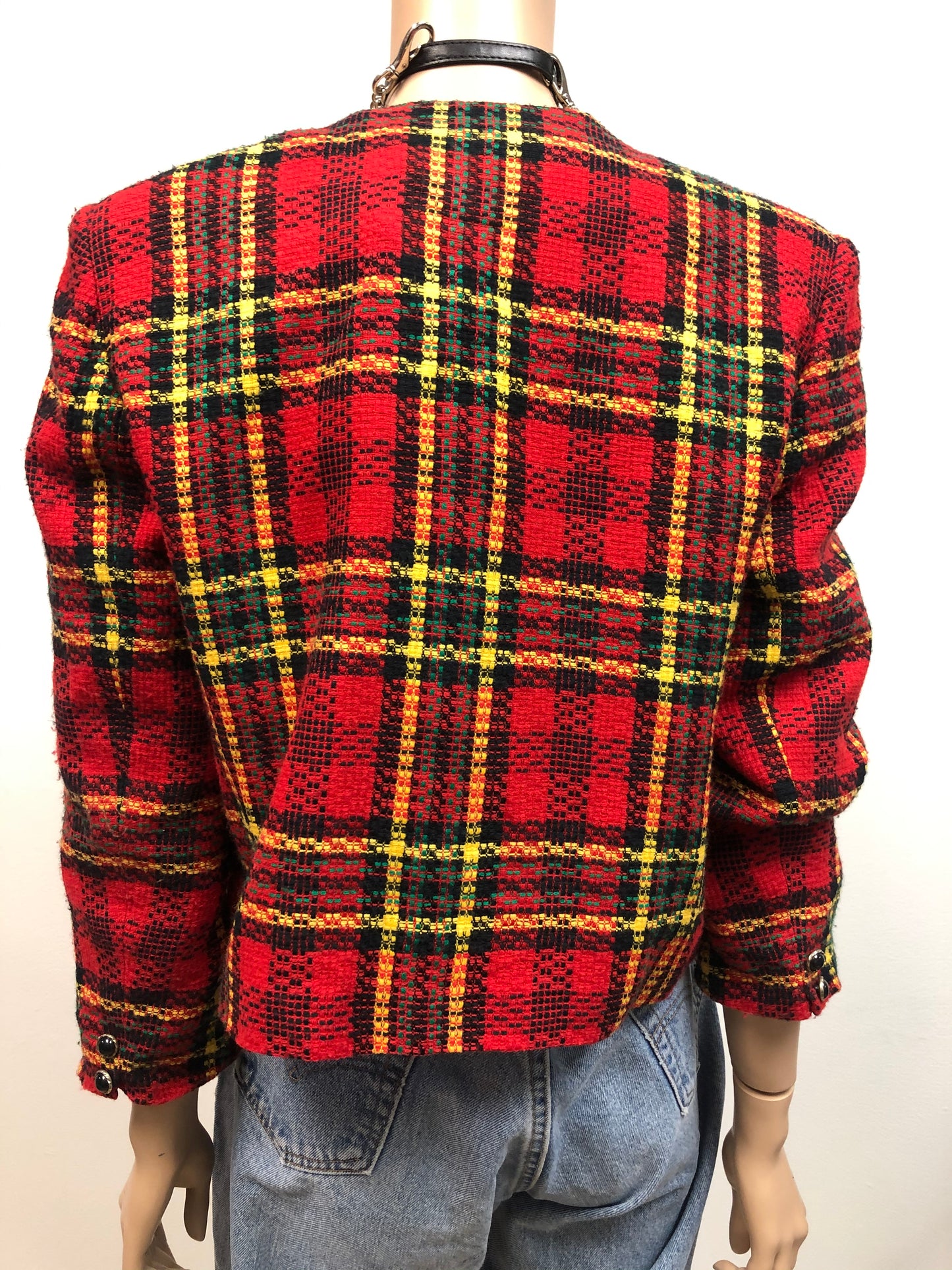 Vintage Red Clueless Plaid Crop Blazer Size L