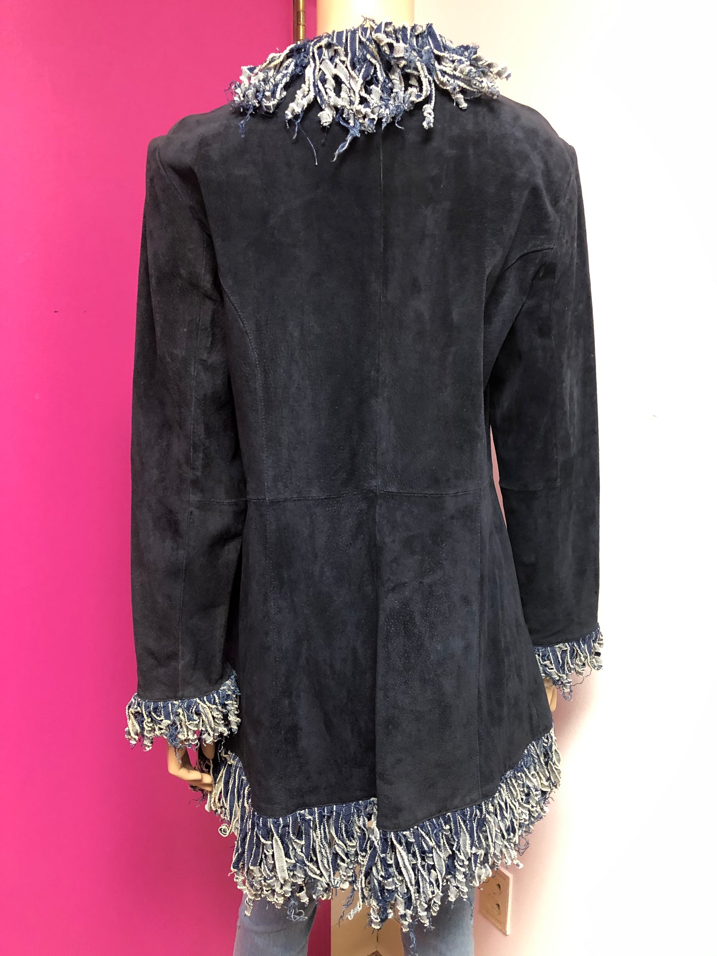 Suede & Denim Frills Vintage Jacket Size L