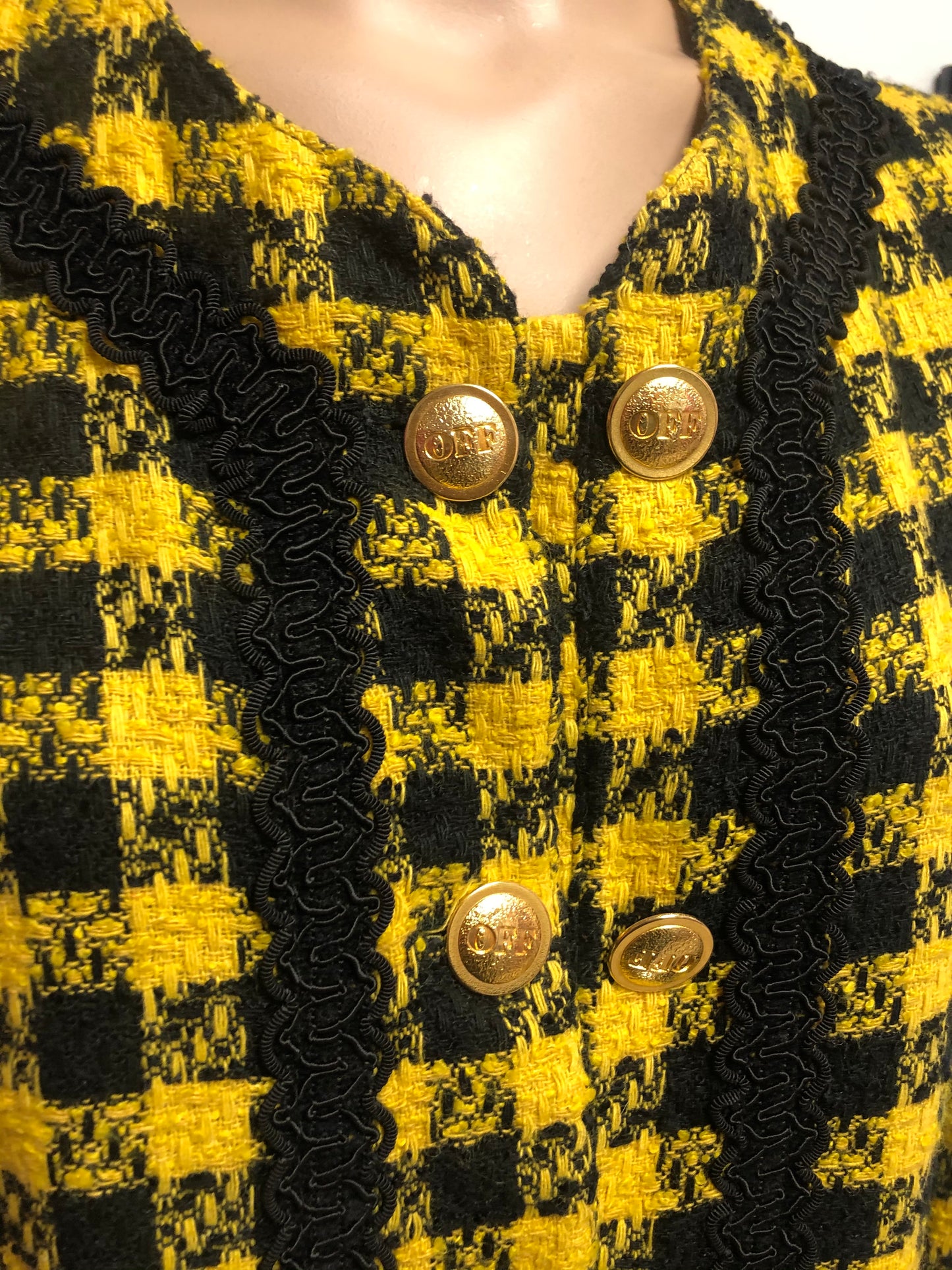 Vintage Yellow Clueless Houndstooth Cropped  Blazer Size L