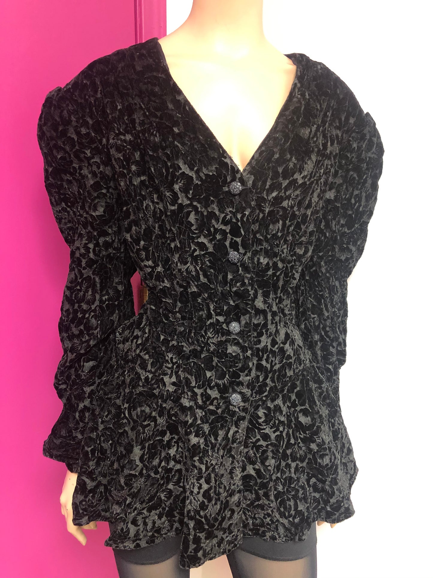 Vintage "Black Rose" Velour Peplum Blazer Size 3X