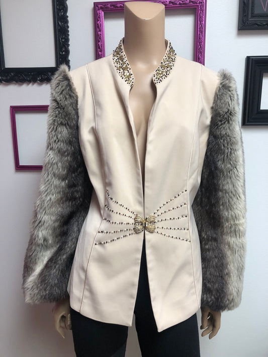 Vintage Cream De La Fur Blazer Size L