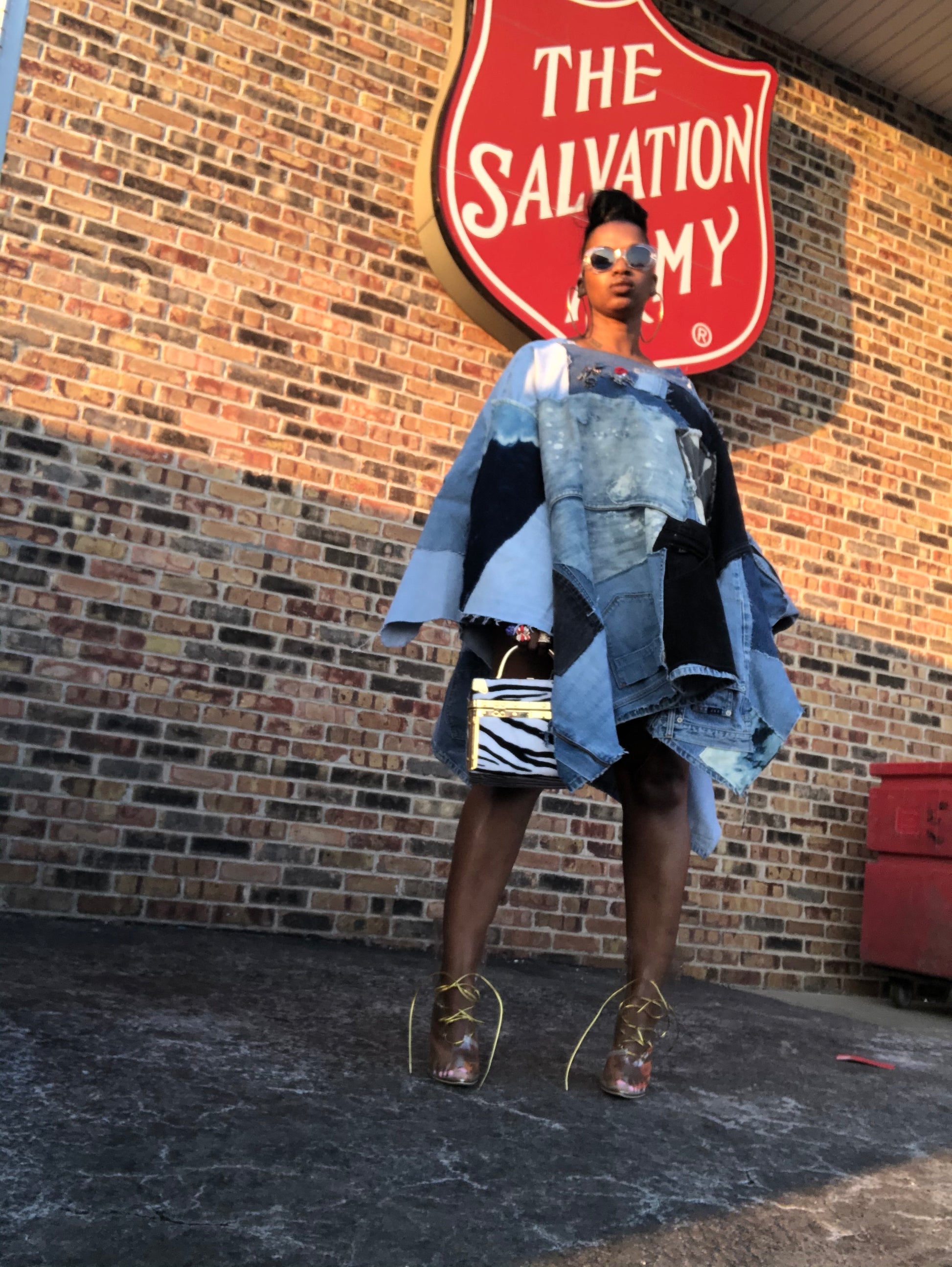 BaddGirl Custom Denim Poncho/Dress Must Love Vintage BaddGirl Custom Denim Poncho/Dress Must Love Vintage