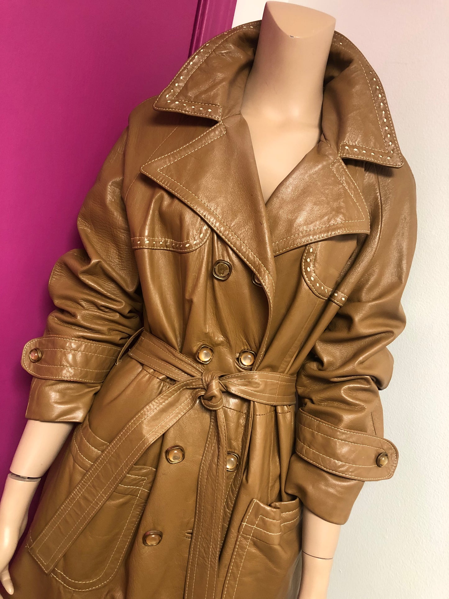 Vintage "Amber" 1/4 Leather Trench Size 1X