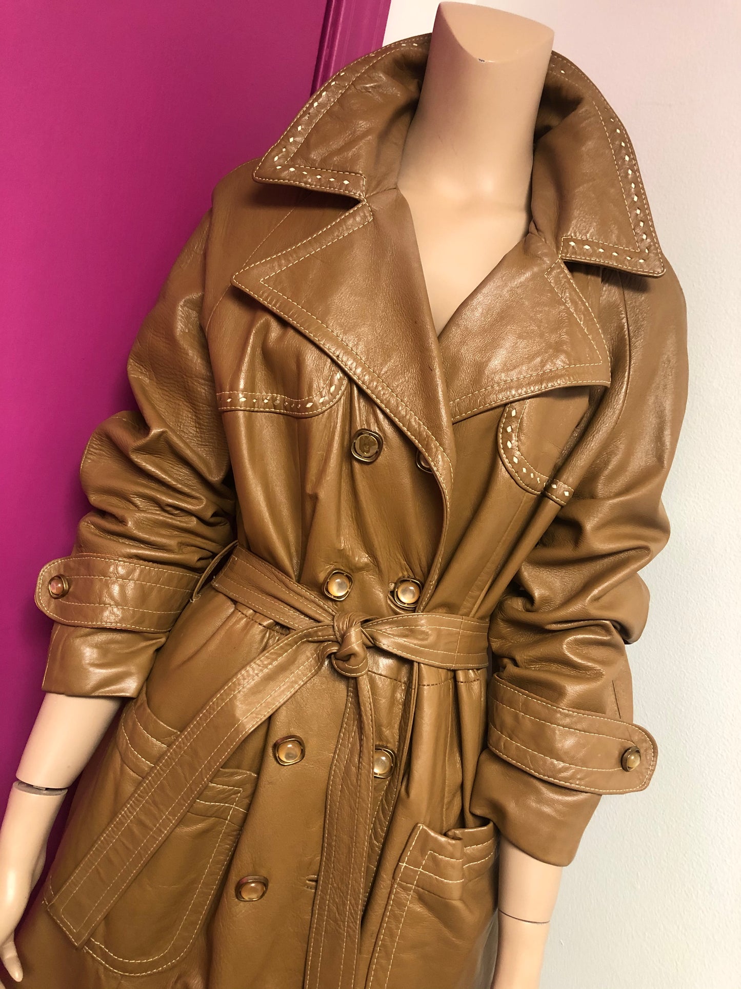 Vintage "Amber" 1/4 Leather Trench Size 1X